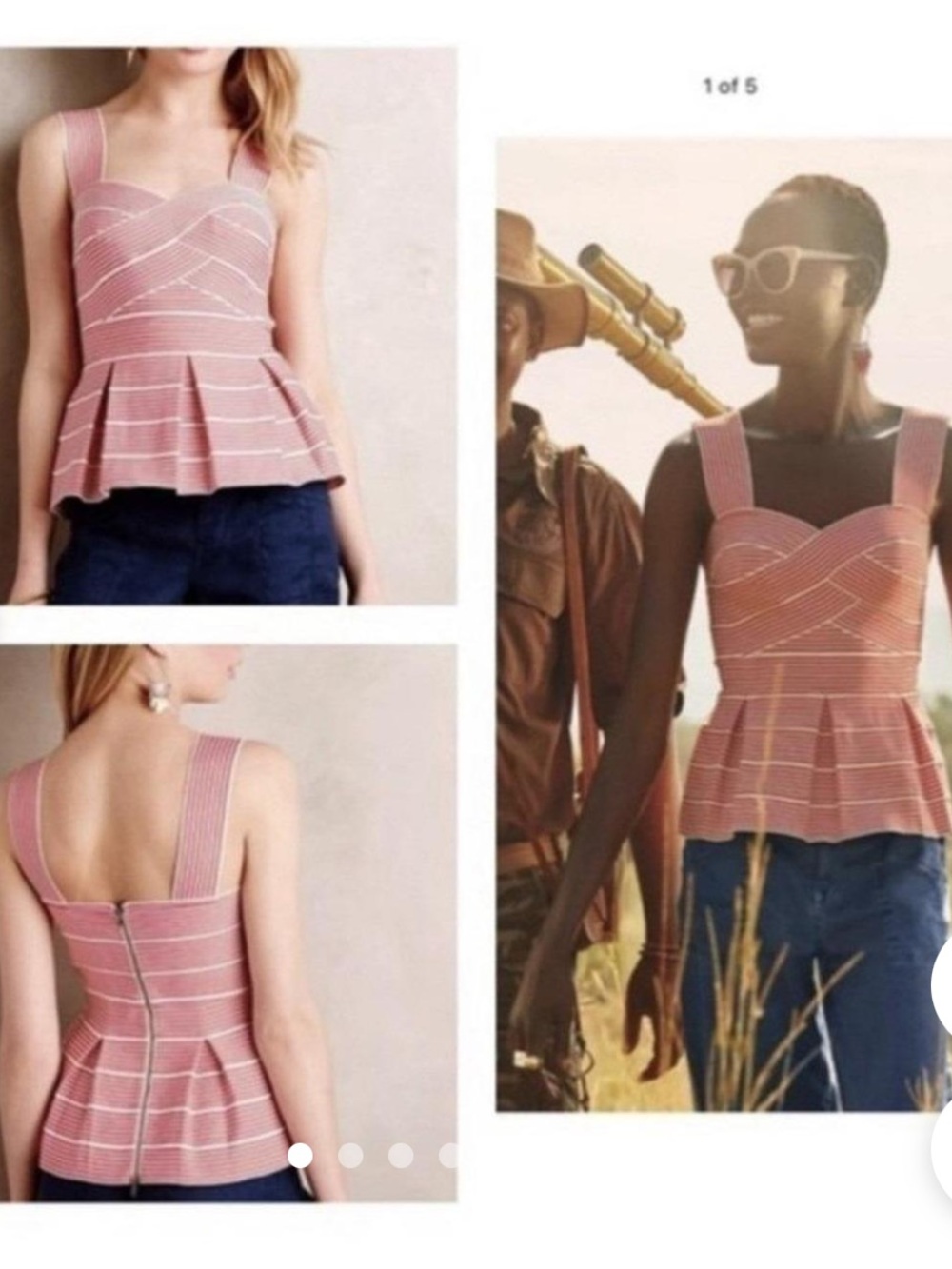 Anthropologie HD in Paris Striped Peplum Top - Picture 3 of 9